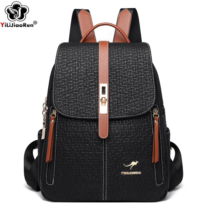 Travel Backpack Anti Theft - แฟชั่นกระเป๋าเป้สะพายหลังหญิงคุณภาพสูงหนังกระเป๋าเป้สะพายหลังผู้หญิง Rucksacks กระเป๋าโรงเรียนขนาดใหญ่กระเป๋าเดินทางสุภาพสตรี Mochilas