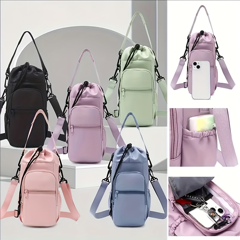 Hydration Pack Outdoor - กระเป๋าใส่ขวดน้ำแบบพกพาพร้อมสายสะพายปรับได้ กระเป๋าเก็บแก้วเก็บความร้อน กระเป๋าป้องกันความร้อน ช่องใส่โทรศัพท์ กระเป๋าเดินทางสำหรับกีฬากลางแจ้ง