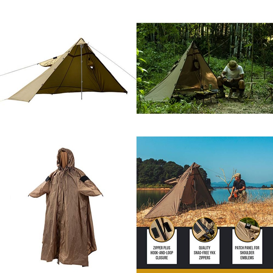 Rain Cover Backpack - TENTSFORMER เสื้อกันฝนแบบมีฮู้ด 4-in-1, ผ้าคลุมกระเป๋าเป้กันฝน, เต็นท์ทรงครึ่งวงกลม และผ้าใบคลุมกันฝน