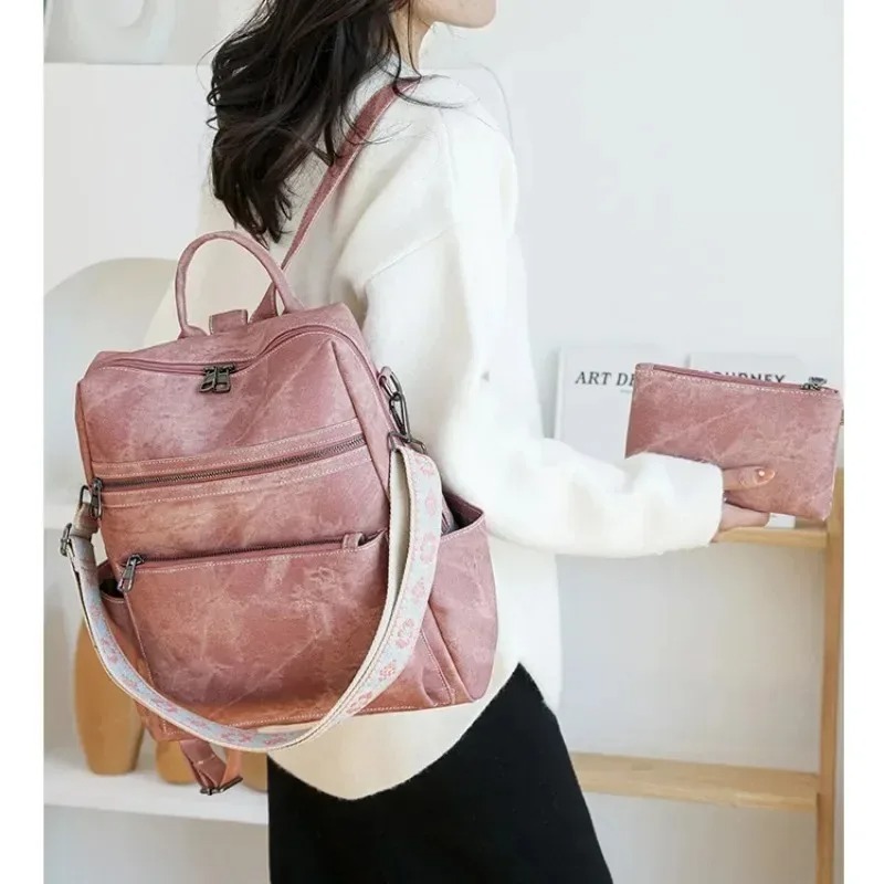 กระเป๋าเป้สะพายหลังหนัง PU กัน - Travel Backpack Anti Theft บทวิจารณ์และราคา